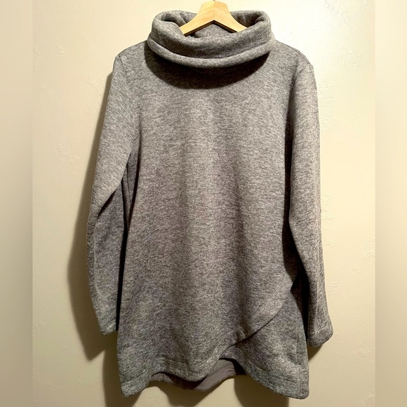 Lands' End Women's Sweater Fleece Tunic Cowl Neck Pullover - Picture 1 of 13